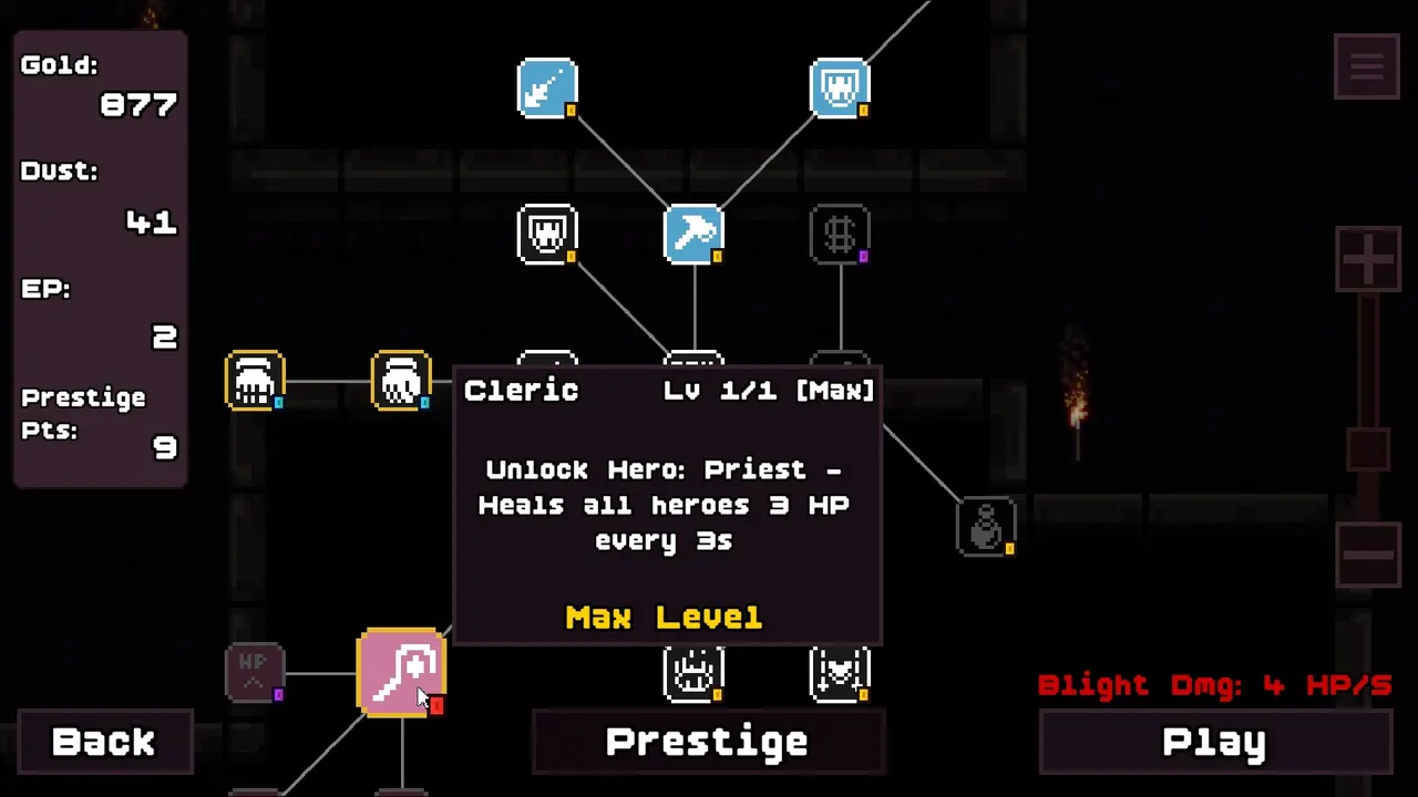 Unlock panel for the Priest hero showing its party heal tooltip